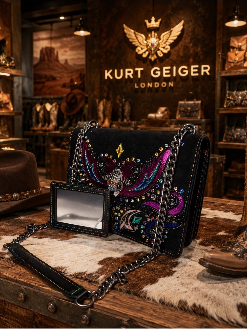 Kurt Geiger London Shoreditch Western Leather Crossbody Bag